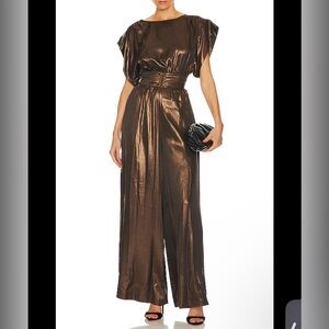 Misa Los Angeles Shimmering Brown Jumpsuit